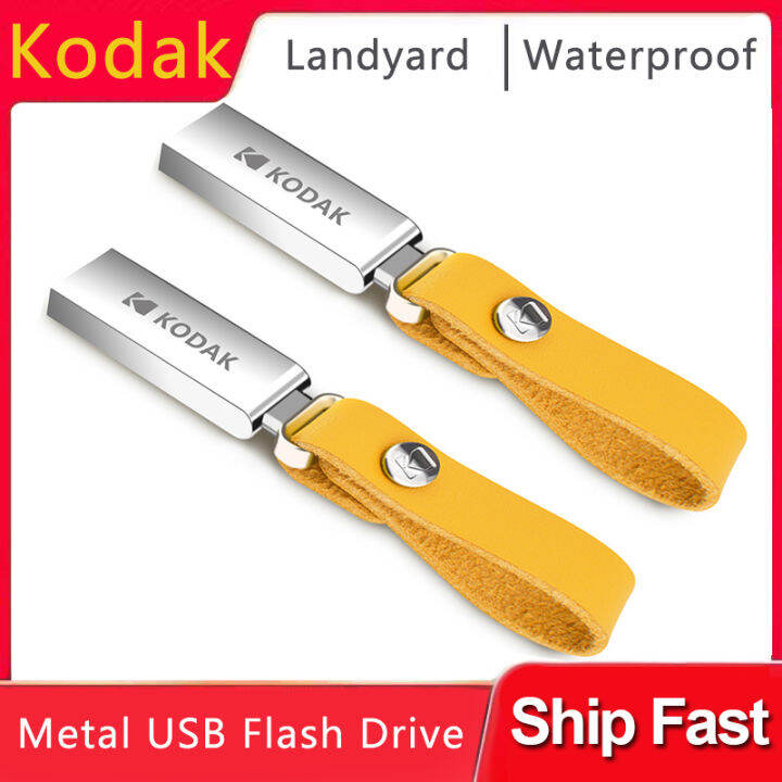 hot-kodak-usb-แฟลชไดรฟ์-mini-ไดรฟ์ปากกา128gb-64gb-32gb-16gb-pendrive-กันน้ำ-usb-memory-stick-หนัง-landyard-โลหะ-u-disk