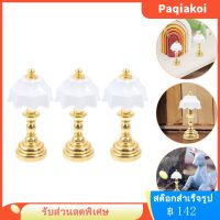 Paqiakoi 3PCS ขนาดเล็กเดสก์ท็อปโคมไฟเครื่องประดับขนาดเล็กโคมไฟตั้งค่าโคมไฟบ้านแบบจำลองการตกแต่งแสงปลอม