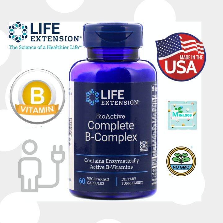 [ วิตามินบีรวม ] Life Extension , BioActive Complete B-Complex [60 ...