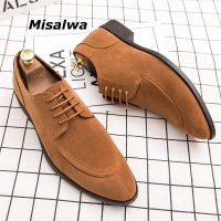 Misalwa Dropshipping Men Flats Casual Pointy Lace-up Dress Shoes Lightweight Office Business Wedding Male Loafers