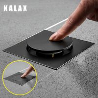 Black Bouncing Floor Drain Square Brass Deodorant Sealed Floor Shower Drain Pop-up Cover Bathroom Sink Shower Accessories Traps Drains