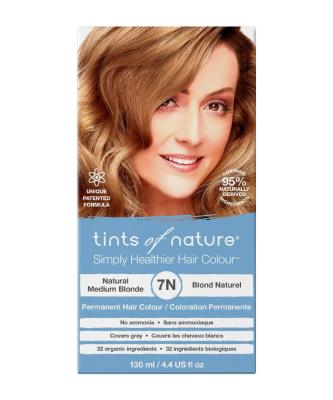 Tints of Nature 7N Natural Medium Blonde - Permanent Hair Colour น้ำยาย้อมผมออร์แกนิค สีบลอนด์ (130ml) Organic Pavilion