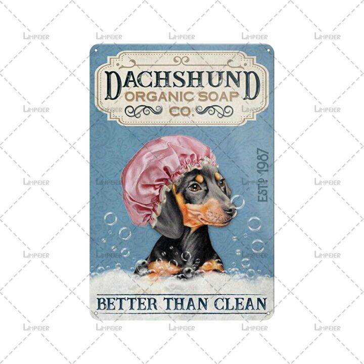 dachshund-laundry-service-metal-plate-retro-style-funny-animals-cartoon-tin-sign-vintage-bath-shop-decor-shar-pei-metal-sticker-baking-trays-pans