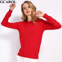 GCAROL New O Neck Women 30 Wool Sweater Candy Jumper Casual Stretch Fall Winter Basic Render Knit Pullover Plus Size 3XL