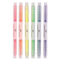 T12-6ปากกาเน้นข้อความสองหัวปากกามาร์คเกอร์ปากกาเน้นข้อความสีคู่,ปากกาเน้นข้อความปากกาเรืองแสง3/6ชิ้น