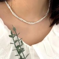 Original S925 Sterling Silver Broken Silver Pearl Necklace 2023 New Explosive Style Silver Decoration Light Luxury Niche Clavicle Chain Double Layer Necklace