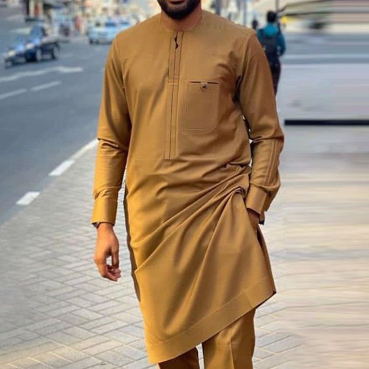Ramadan Eid Muslim Fashion Men Robe Pakistan Arabic Kaftan Dubai Abayas ...