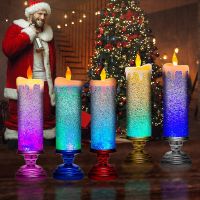 LED Christmas Candles Colour Changing LED Water Candle with Glitter Flameless LED Candle Lights Desk Table