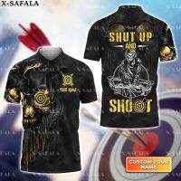 เสื้อยืดลำลอง-5 2023ใหม่ผู้เล่นกีฬายิงธนูทีมพิมพ์ลาย3D เฉพาะผู้ชายผู้หญิงเสื้อโปโลผอมเสื้อแขนสั้นมีปกสตรีทแวร์