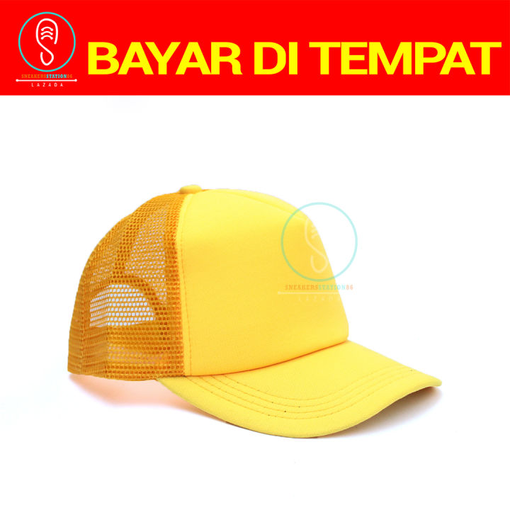 TOPI TRUCKER PRIA TOPI TRUCKER POLOS TOPI JARING KUNING | Lazada Indonesia