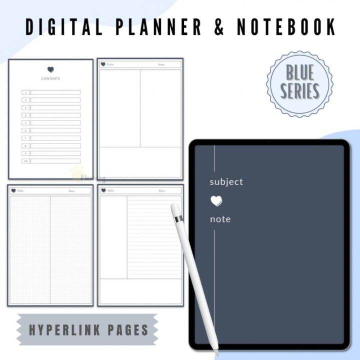 Goodnotes / Notability Hyperlink Digital Planner Notebook Blue Cornell