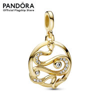 Pandora ME Snake 14k gold-plated medallion with clear cubic zirconia เครื่องประดับ   ชาร์ม ชาร์มสีทอง สีทอง ชาร์มทอง ทอง ชาร์มสร้อยข้อมือ ชาร์มแพนดอร่า แพนดอร่า