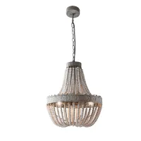 R Loft Vintage Rustic Round ลูกปัดไม้โคมระย้า E27 LED แขวนโคมไฟตกแต่งไฟโมเดิร์นสำหรับห้องนั่งเล่นโรงแรม Kitchen