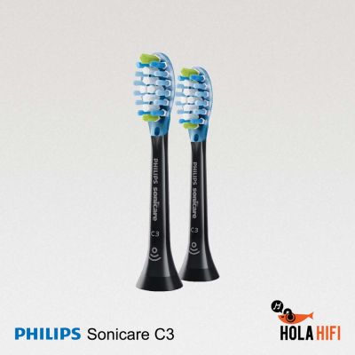 x2ชิ้น Philips Sonicare DiamondClean C3(กำจัดหินปูน) Premium Plaque Control Brush Heads Black หัวแปรงสำหรับแปรงไฟฟ้า สีดำ