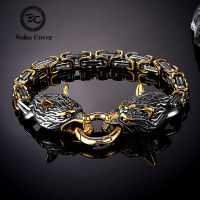 Nordic Vikings Celtic Wolf Head celets Mens Stainless Steel Oding Wolf Bangles Amulet Never Fade Gold King Chain Rock Jewelry