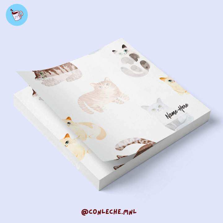 Personalized Notepads, Cats Design, 3"x3", Customized Memo Pads, 60