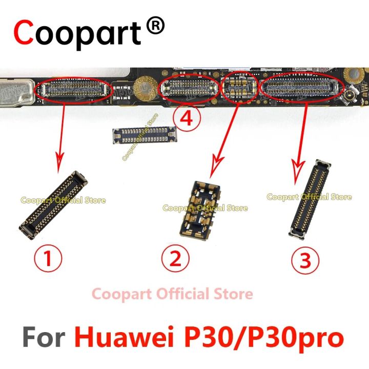 2ชิ้นจอแสดงผล LCD FPC ปลั้กแบตเตอร์รี่ขั้วต่อแผ่นวงจรพิมพ์ USB บอร์ดพอร์ตสำหรับ Huawei P30 / P30 Pro สายเมนบอร์ด Flex 32 40 50Pin