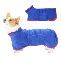 Dog Bathrobe 356g Microfiber Dog Drying Coat Super Absorbent Luxurious Soft Bath Towel Adjustable Warm Dog Bathing Supplies