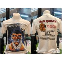 สไตล์มินิมอล IRON MAIDEN เสื้อวงดนตรีร็อคต่างประเทศ เสื้อชาวร็อค ไม่มีตะเข็บขาง สรีนหน้าและหลังขับเนื้อ คนดัง เสื้อยืดคอกลมผ้าฝ้าย