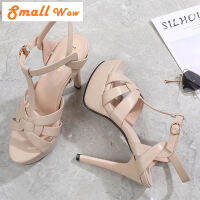 Small Wow Ketibaan Baru Ogos 2023 Wanita Terbuka Toe Pu Trend Fesyen Heeled Sandal Petang Formal Tumit Stiletto Buckle 423