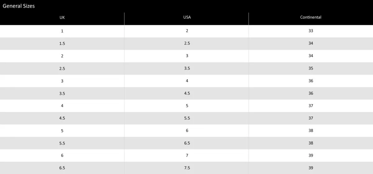 karrimor shoe size chart cm