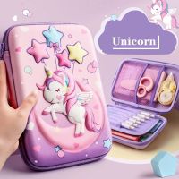 【DT】hot！ Unicorn Pencil Case 3D EVA Embossing Pens Box Stationery Ruler Pouch for School Girl Erasers Holder Gift Bag Cute Organizer Pink