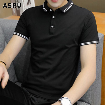 ASRV เสื้อโปโลผู้ชาย Polo เสื้อคอปกผูชาย เสื้อกีฬาคอปก เสื้อยืดคอปก เสื้อยืดแขนสั้นสำหรับผู้ชาย เสื้อสีพื้นคอปก เนื้อผ้านุ่มนิ่ม ใส่สบายๆ ลายทางตรงแขนเสื้อและคอเสื้อ เสื้อใส่ทำงาน ใส่เที่ยวเสื้อโปโลชายเสื้อโปโล