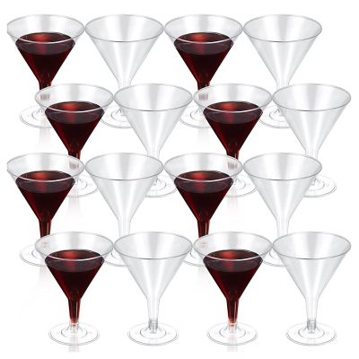 Plastic Martini Glasses, Clear Wine Glasses Reusable Party Cups Dessert Cups for Cocktail Champagne Dessert
