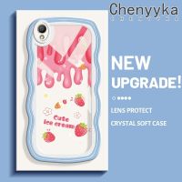 เคส Chenyyka สำหรับ OPPO A37 A37F NEO 9ไอศครีมสีชมพูการ์ตูนน่ารักแฟชั่นคลื่นเลนส์กล้องถ่ายรูปเคสโทรศัพท์โปร่งใสอ่อนเคสป้องกันทนแรงกระแทกเคสใสซิลิโคนที่สร้างสรรค์