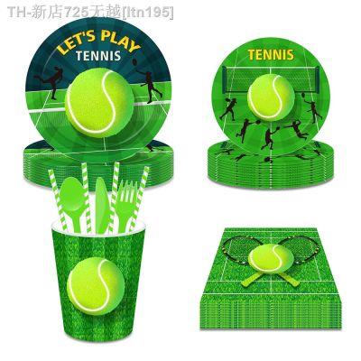 【CW】♣✹  Tennic Court Tournament Game Birthday Disposable Tableware Dinner Set Baby Shower Supplies