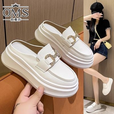 【Hot Sale】 Oumansha Baotou Half Slippers 2023 New Thick-soled Slip-on Fashion Outerwear Sandals Small Shoes