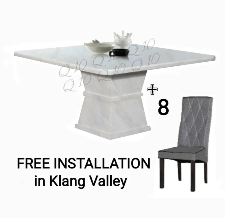 Q 10 8 Seater Marble Dining Table Set / 8 Seater Square Marble Dining