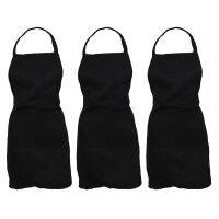 3X Plain Apron with Front Pocket Kitchen Cooking Craft Baking Black