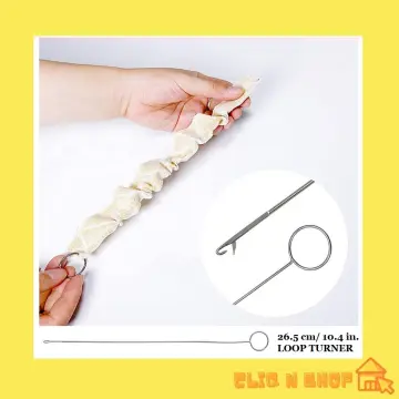 Sewing Loop Turner Hook Long Loop Turner Tool with Latch for Fabric Belts  Strips DIY Knitting Accessories, 26.5 cm/ 10.4 Inch