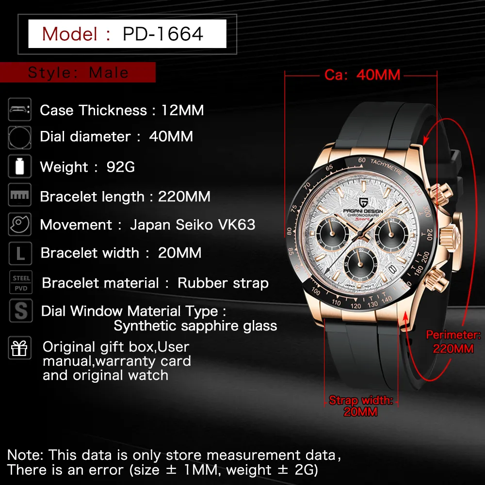PAGANI DESIGN Top Brand Luxury Men Watch Chronograph Watch Men Sapphire  Business Wristwatches Sport Japan Seiko VK63 Movement Watches For Men |  Lazada PH