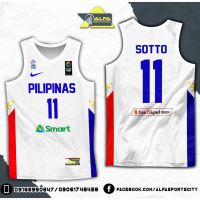 Ready Stock SOTTO GILAS PILIPINAS WHITE - HIGH QUALITY FULL SUBLIMATION BASKETBALL JERSEY- ALFA