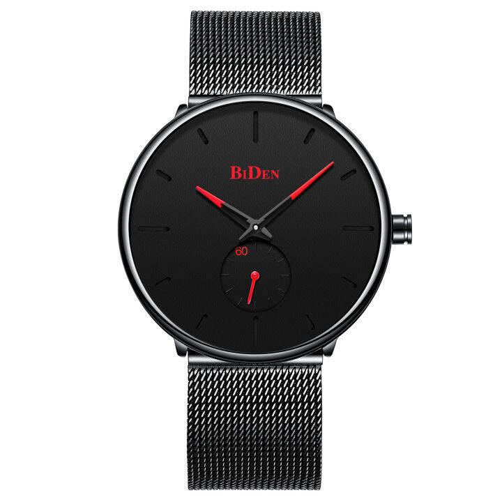 hot-item-biden-biden-ultra-thin-mens-watch-stainless-steel-mesh-band-mens-watch-business-casual-quartz-watch-yy