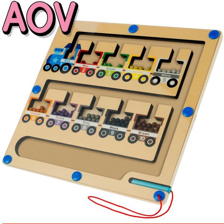 กระดานแม่เหล็กสีและตัวเลข-aov-เขาวงกตสีแม่เหล็กและตัวเลขสำหรับเด็กวัยหัดเดินแม่เหล็กไม้สีของเล่นปริศนาเกมจับคู่การเรียงลำดับสีสำหรับเด็กหญิงเด็กชายอายุมากกว่า3ปี