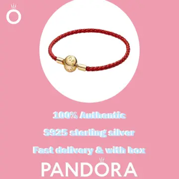 Pandora Moments Red Woven Leather Bracelet