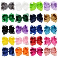 6 Inch Girls Big Grosgrain Ribbon Solid Hair Bows With Clips Kids Handmade Hairpins Headwear Boutique Hair Accessories Wholesale Hair Accessories