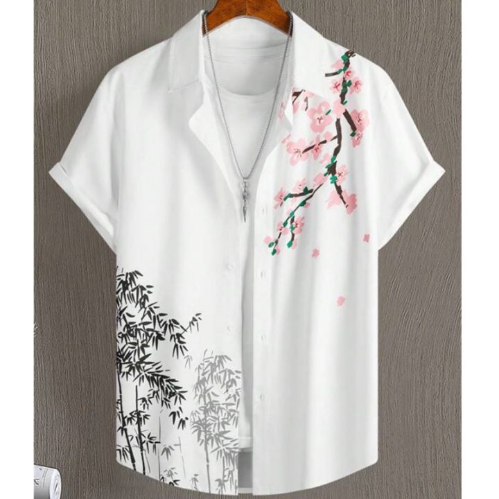 เสื้อฮาวายใหม่สำหรับผู้ชายเสื้อโอเวอร์ไซส์พิมพ์ลายดอกไม้ผีเสื้อ3d-สำหรับผู้ชายเสื้อผ้าปาร์ตี้แขนสั้นชายหาดคุณภาพสูง