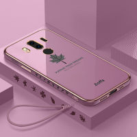 เคสสำหรับ Huawei Mate 50 Mate 40 Pro Mate 30 Pro Mate 20 20 X Mate 10 + สายคล้อง6D สุดหรูชุบเคลือบกันชนสี่เหลี่ยมใบเมเปิลเคสหลังซิลิโคนนิ่มสำหรับคู่รักเด็กผู้หญิง