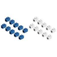 20Pcs RJ45 Connector Keystone Jack Cat6 Extension Coupler Ethernet Network LAN Cat 6 Coupler Jacks Adapter,Blue &amp; White