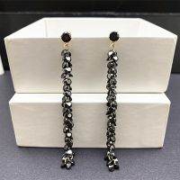 [COD] needle zircon tassel earrings Korean ins fashion temperament design sense personality simple wholesale women
