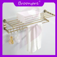 Broonpre  ราวผ้าเช็ดตัวสีทองแบบพับได้,ชั้นวางผ้าเช็ดตัวในห้องน้ำห้องน้ำโรงแรม