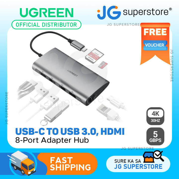 UGREEN 4K 30Hz 8in1 USBC to USB 3.0, HDMI, Lan, SD / TF