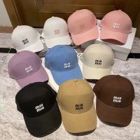 2023 new miu miuˉhat womens spring/summer visor hat big head circumference hard top baseball cap versatile curved brim showing face small duck tongue cap