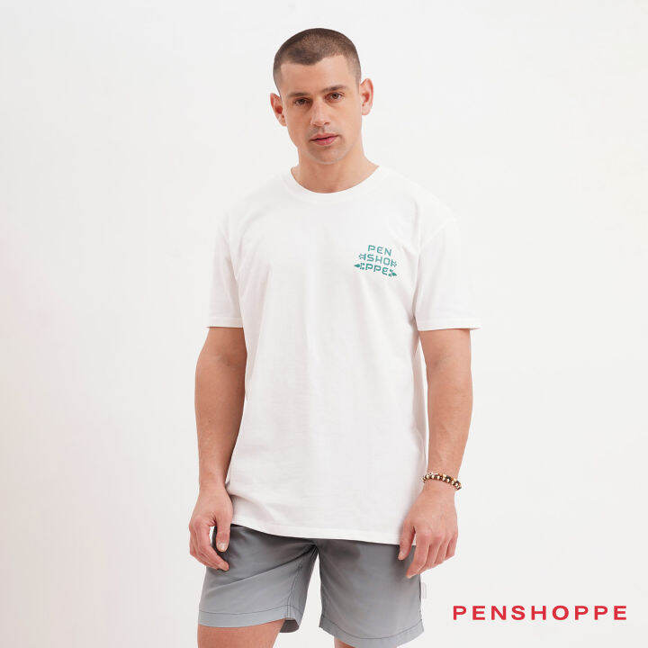 Penshoppe Relaxed Fit Tshirt With Penshoppe Print For Men (White ...