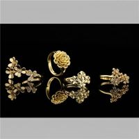 Bohemian Style Brass Plated 18K Gold Flower Adjustable Ring For Women