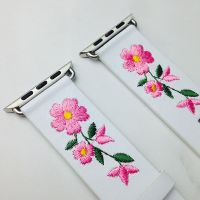 ﺴ♟ Genuine Leather Watchband For Apple Watch 38mm 42mm Red Flower Embroidery Women Men Replace Bracelet Strap Band for iwatch 1 2 3